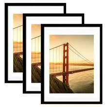 3pcs Black Matte PVC Decorative Photo Frame Set, Fits 6", 7", 8", 10", 14", 16", High-Clarity Acrylic Covering, Horizontal & Vertical Wall Mounting, Photo Paper Not Included