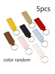 1/2/3/4/5pcs Solid Color PU Leather Keychain, Blank Keyring, Ring Bag Pendant Car Key Chain Accessories, Women Daily Gift, DIY Small Gift Supplies - Multicolor - View 19