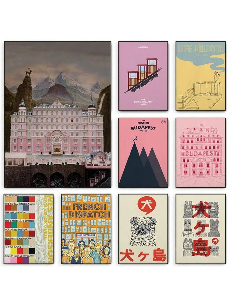 1PC Anderson Classic Movie Cover Poster The Grand Budapest Film Canvas Painting Print Minimalist Wall Decor Home Decor Quà tặng ngày lễ Không khung - Nhiều màu - Xem 1