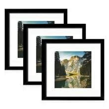 3pcs Black Matte PVC Decorative Photo Frame Set, Fits 6", 7", 8", 10", 14", 16", High-Clarity Acrylic Covering, Horizontal & Vertical Wall Mounting, Photo Paper Not Included