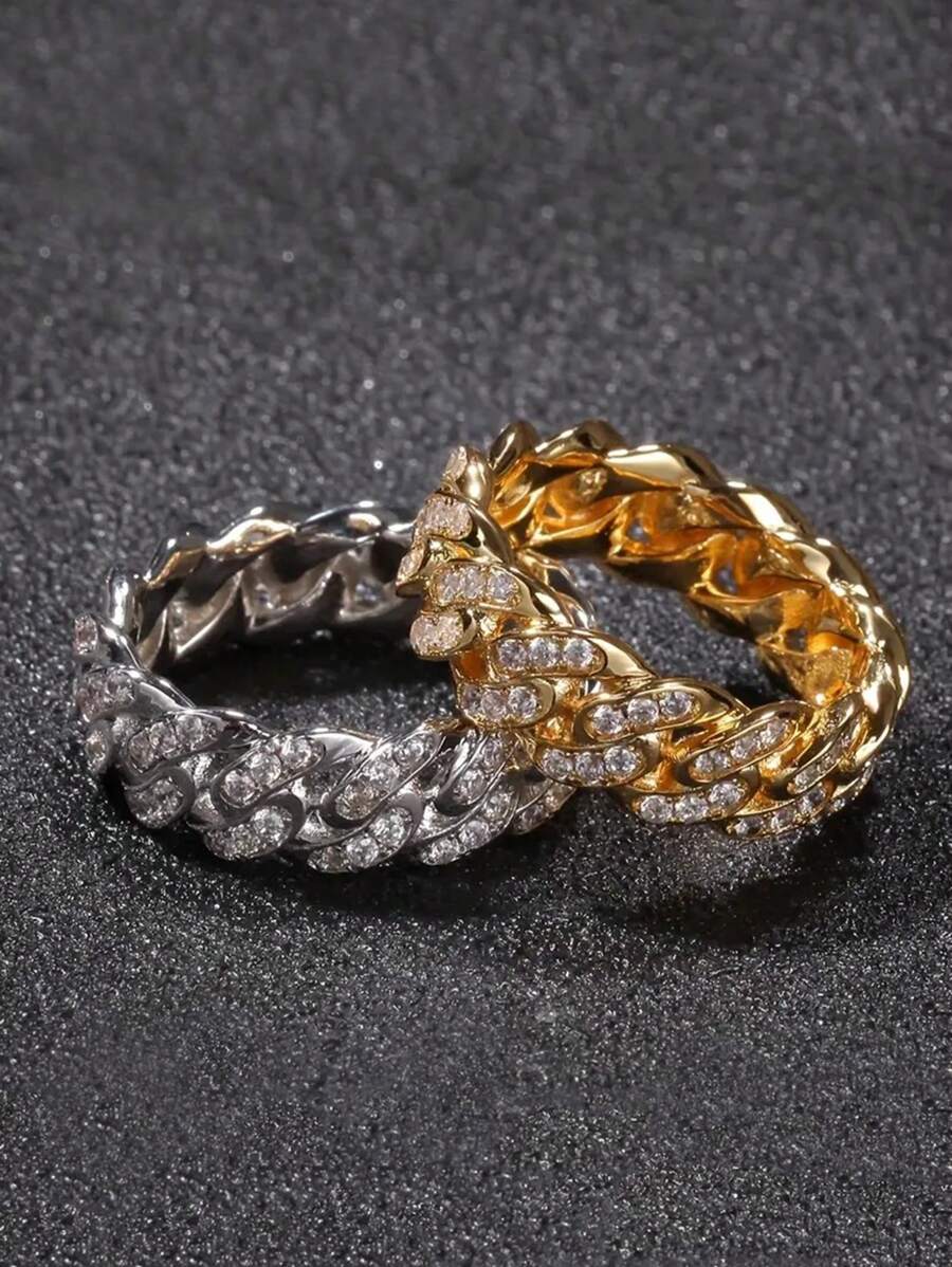 1 件时尚链环设计情侣戒指，时尚男士珠宝礼物，适合日常佩戴、派对、节日、生日 - 戒指 - 查看 1