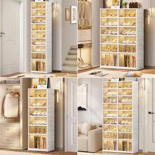 9 Tiers -36 Pairs,Portable Shoe Rack, Easy To Assemble, Foldable Shoe Box, With Door, Large Folding Cabinet, Stackable Plastic Shoe Box, Corridor, Living Room, Dustproof Home, Dormitory Storage Shoe Cabinet - 白色 - 查看 7