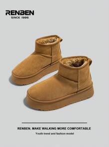 RENBEN 1 双女式 2024 年冬季新款厚底雪地靴，带保暖内衬
