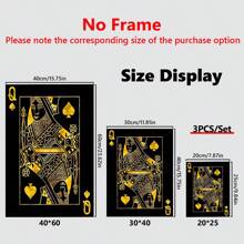 3pcs Canvas Poster, Modern Art, King, Queen & Ace Playing Cards Painting Wall Art Canvas Painting, Ideal Gift For Bedroom Living Room Kitchen Corridor, Wall Art, Wall Decoration, Fall Decor, Room Decoration, No Frame - Multicolor - View 3
