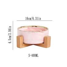 宠物碗猫碗带木架陶瓷猫颈碗饮水碗大理石金边单碗宠物用品 - 彩色 - 查看 11