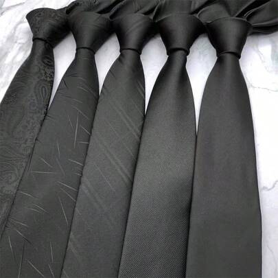 1pc Black Necktie, Men's Formal Business Casual Tie, Suitable For Halloween
