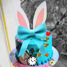 LaVenty Alice Cake Decoration Party Supplies Favors Bunny Birthday Cake Decoration Alice In Onederland Cake Topper Birthday Gender Reveal Party Decoration - Màu xanh lam - Xem 3
