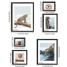 3pcs Black Matte PVC Decorative Photo Frame Set, Fits 6", 7", 8", 10", 14", 16", High-Clarity Acrylic Covering, Horizontal & Vertical Wall Mounting, Photo Paper Not Included