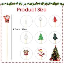 Christmas Cocktail Picks 100pcs Assorted Handmade Santa Claus Snowflake Snowman Christmas Tree Elk Fruits Bamboo Toothpicks For Drink Fruit Dessert Food Appetizers Decoration, Halloween, Halloween Decoration