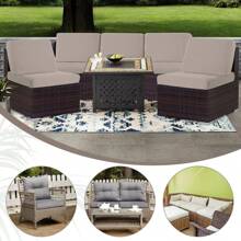 6PACK Outdoor Waterproof Couch Cushion Covers Stretch Individual Patio Chair Cushion Outdoor Seat Cushion Pad Replacement Sofa Cushion Protector Sofa Slipcover For Outdoor Garden Stretch Individual Patio Chair Cushion Outdoor Seat Cushion Pad Replacement - 卡其色 - 查看 7