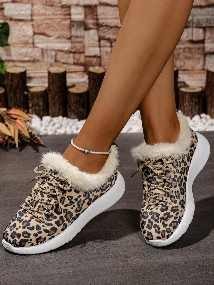 Zapatos deportivos de paseo bohemios casuales con estampado de animal y suela blanda para mujer - Marrón - Ver 1