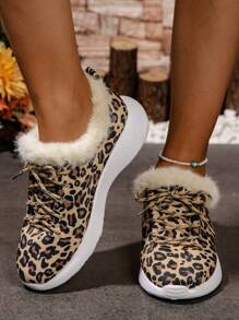 Zapatos deportivos de paseo bohemios casuales con estampado de animal y suela blanda para mujer - Marrón - Ver 3