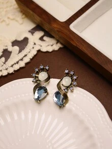 1 cặp hoa tai thả đính đá phong cách cung điện sang trọng thanh lịch cổ điển Châu Âu, phù hợp với trang phục hàng ngày/tiệc tùng/tiệc tối của phụ nữ, quà tặng trang sức - bông tai - Xem 1