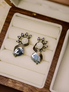 1 cặp hoa tai thả đính đá phong cách cung điện sang trọng thanh lịch cổ điển Châu Âu, phù hợp với trang phục hàng ngày/tiệc tùng/tiệc tối của phụ nữ, quà tặng trang sức - bông tai - Xem 3