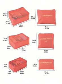 Bộ 6 túi đựng hành lý chống thấm nước họa tiết hoa, túi đựng quần áo du lịch có khóa kéo nhiều màu sắc, thích hợp cho vali, ký túc xá, vải Oxford thiết kế tối giản (tất cả họa tiết và chữ cái ngẫu nhiên) đồ dùng học tập cho ngày tựu trường - Màu Hồng  Dưa hấu - Xem 5