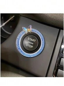 不锈钢人造水晶蝴蝶形环，汽车点火按钮装饰盖 - 一键启动装饰环，安装简便，金属材质，升级汽车内饰配件 - 均碼 - 查看 14