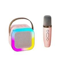 K12 Bluetooth Speaker With Dual Microphone Karaoke HIFI Speakers With RGB Light Sound Subwoofer Boombox Support Multiple Input Modes - Baby Pink - View 1