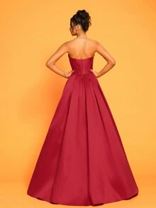 全新奢华高端小众高开叉露肩晚礼服