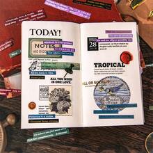 4 tờ/gói Memo Series Miếng dán phẳng, Vật liệu trang trí nhật ký, Đế dán kèm văn bản tiếng Anh - Nhiều màu - Xem 7