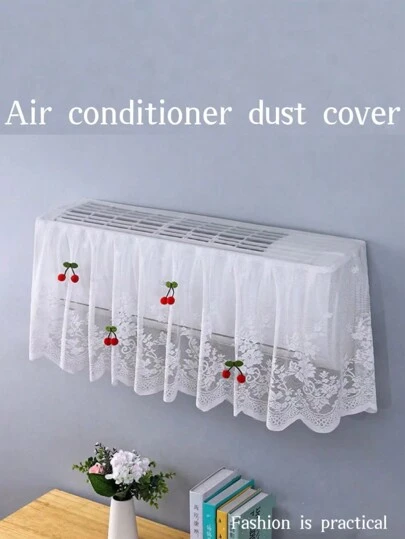 1 件空调防尘罩 - 新款蕾丝刺绣空调防风罩，无需拆卸即可使用，适用于家庭/办公室/各种场合，夏季防风防尘，冬季空调室内机保护套装，包，收纳袋，收纳