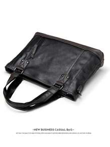 1 chiếc túi xách nam công sở 15,7 inch chống thấm nước bằng da PU cổ điển, cặp da PU lớn, túi đựng máy tính xách tay, túi đeo vai chắc chắn, quà tặng ngày lễ tình nhân, du lịch mùa xuân, mùa hè - Túi xách nam PU - Xem 7