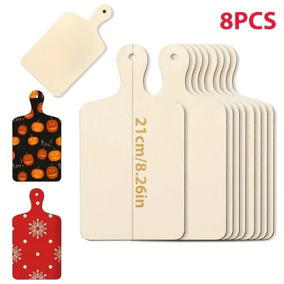 8pcs/4pcs/2pcs (21x11.8cm/8.26 X 4.64 Inch) Wooden Mini 2mm/0.08in Thick Rectangle Unfinished Wood Craft Paddle Serving Tray Chopping Board Cutout For DIY Thanksgiving Christmas Home Decor