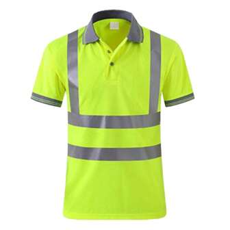 High Visibility Reflective Polo Shirt, Workwear For Construction, Sanitation, Engineering, Breathable T-Shirt