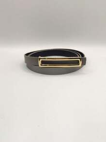 Women's Thin Belt With Gold Buckle - xám - Xem 2
