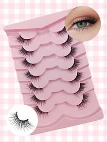 Half Lashes 7 Pairs Wispy Cat Eye Half Eyelashes Natural Look Soft False Lash Handmade Faux Mink Fake Eyelashes For All Occasions Parties And Daily Use