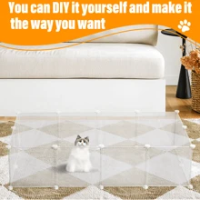 Transparent Pet Playpen, Small Animal Playpen, Guinea Pig Cages, Puppy Dog Playpen, Rabbit Bunny Indoor Fence Pen Enclosure, White Clear Plastic Playpen, 12pcs Pet Panels