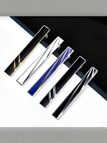 5pcs Men Fashion Personalized Versatile Tie Clips, Silver Business Casual Tie Pin Suitable For Formal Suit Wear Men Necktie