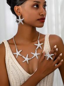 1套/件 2024新款波西米亚风夸张海浪海星沙滩戒指、耳环、项链套装，合金材质，适合女士宴会、派对、旅行、度假和日常佩戴 - 首飾套裝 - 查看 20