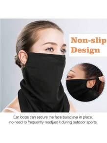 1 Piece /2 Pieces /3 Pieces Scarf Mask Bandana With Ear Loops , Neck Gaiter Balaclava Dust UV Sun Protection Outdoors Face Mask For Women Men Balaclava Headbands Ski Masks - A - View 5