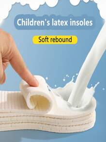 1pair Children's Latex Insoles With Antibacterial And Deodorizing Properties, High Elasticity And Shock Absorption, Comfortable And Breathable, White Shoes With Full Padding For Babies