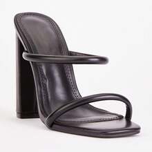 Twin Strap Heeled Sandals - Black - View 1