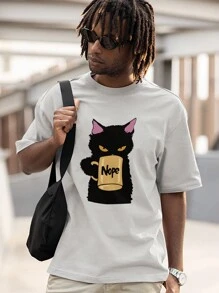 Camiseta Camisa Gotica Rock gato Nope Ref 1312 FLUXOGEEK - Cinza - Visão 4