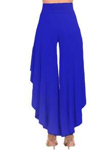 Falda pantalon ancho con volanes - azul real - Ver 2