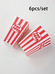 12/48pcs Red Striped Popcorn Favor Boxes Food Packaging Boxes For Baking, Party, Wedding