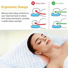 Cooling Memory Foam Pillow Ventilated Soft Bed Pillow With Cooling Gel Infused Memory Foam Heat Moisture Reducing Cooling Fiber Breathable Machine Washable - King_1件 - 查看 10