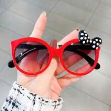 1/2pcs Fashionable Glasses, Shiny Bow Tie Glasses, Cute Cat Eye Round Frame Glasses, Adorable Photo Props, Decorative Eyewear, Perfect Gift For Boys And Girls