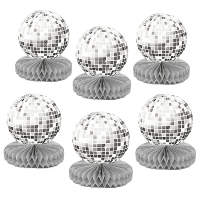 6pcsDisco Party Decorations - Silver Disco Decor Flat Disco Ball Centerpieces For Party Table Flat Disco Ball Decor For 70s Disco Ball Party Decorations,Christmas