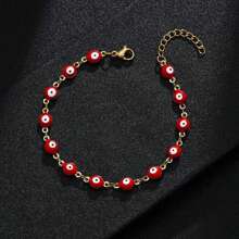 1 件多巴胺法国彩色邪眼不锈钢可调节情侣手链，万圣节、情人节、圣诞节、感恩节、新年礼物 - 彩色 - 查看 3