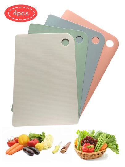 4 件装，PP 超薄切菜板厨房切菜板，便携式厨房用具，轻便水果切菜板，适用于户外露营野餐旅行防滑塑料切菜板，水果蔬菜切菜板砧板，切菜板，超薄砧板，厨房塑料砧板，彩色砧板，防滑蔬菜肉类切菜板，砧板，厨房用品，水果工具，户外砧板