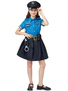 Joyfy Police Officer Halloween Cosplay Costume For Kids In Light Blue Colour For Girls 3T To L - Multicolor - View 4