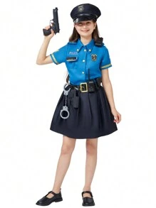 Joyfy Police Officer Halloween Cosplay Costume For Kids In Light Blue Colour For Girls 3T To L - Multicolor - View 2