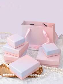 1pc Pink To Blue Gradient Gift Jewelry Box, Jewelry Gift Packaging Box, Necklace Jewelry Storage Box, Ring Jewelry Box - Multicolor - View 2