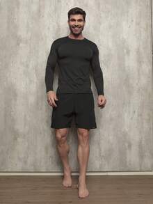 UV Shirt Long Sleeve Sun Protection 50 Unisex Fitness Gym Crossfit Training - 黑色 - 查看 2