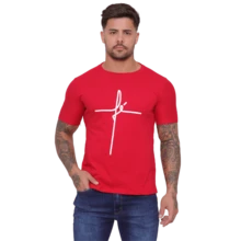 Men T-Shirts - 紅色和黑色 - 查看 1