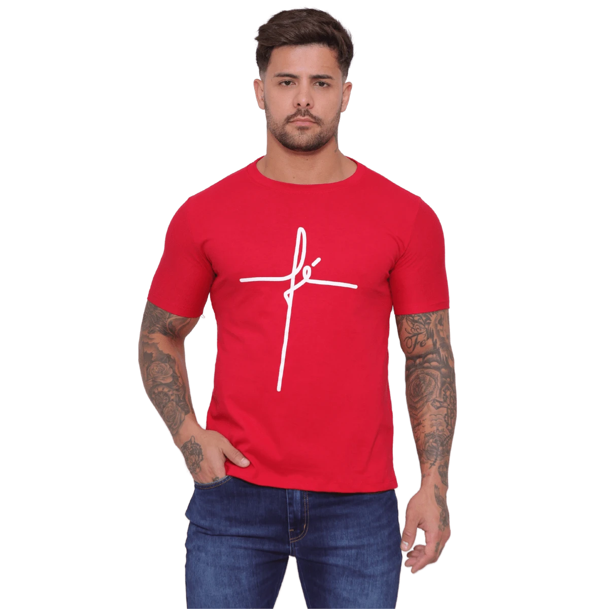 Men T-Shirts - 紅色和黑色 - 查看 1