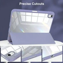 1 pieza de Funda protectora de tableta de acrílico transparente compatible con iPad con ranura para bolígrafo, diseño de flores y olas, con protección anti-caídas, con patrón de mármol colorido - Azul Marino - Ver 2